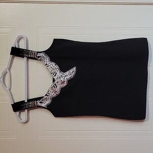 CYC Black Dressy Tank With White And Silver Sequin Accents US M